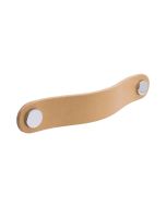 Loop rundt håndtag - Naturlig læder / Poleret krom - Beslag Design