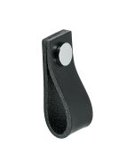 Køkkengreb / Greb Loop - Læder Sort / Poleret Krom- Beslag Design
