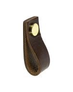 Køkkengreb / Greb Loop - Læder Brun / Messing - Beslag Design