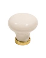 Møbelknop 24136 - Porcelæn / Poleret Messing - Beslag Design