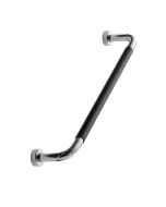 Lounge håndtag - Krom / Sort læder - 160 mm - Furnipart