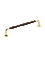 Lounge håndtag - Poleret messing / Brunt læder - 160 mm - Furnipart